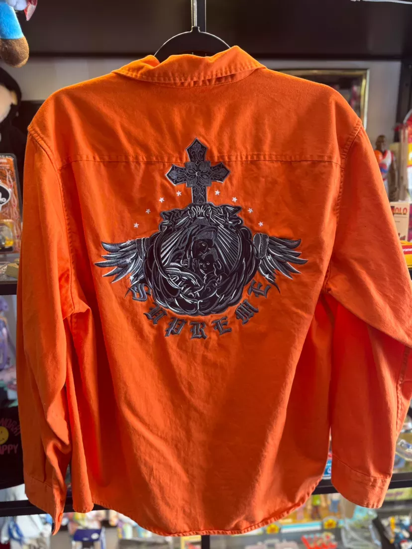 Supreme Orange Work Virgin Mary Shirt