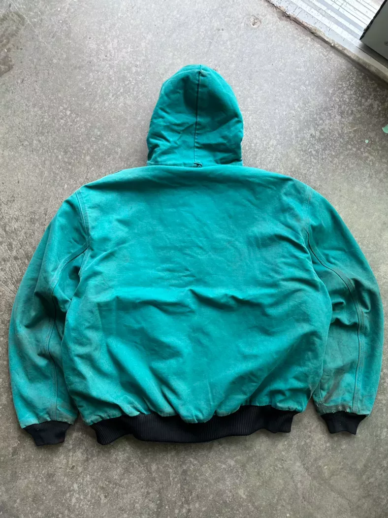 Vintage Carhartt Teal Hooded Workwear Jacket