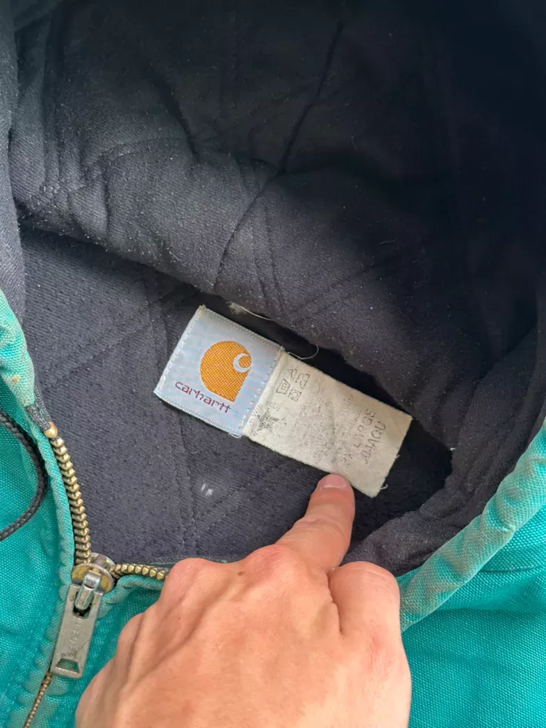 Vintage Carhartt Teal Hooded Workwear Jacket