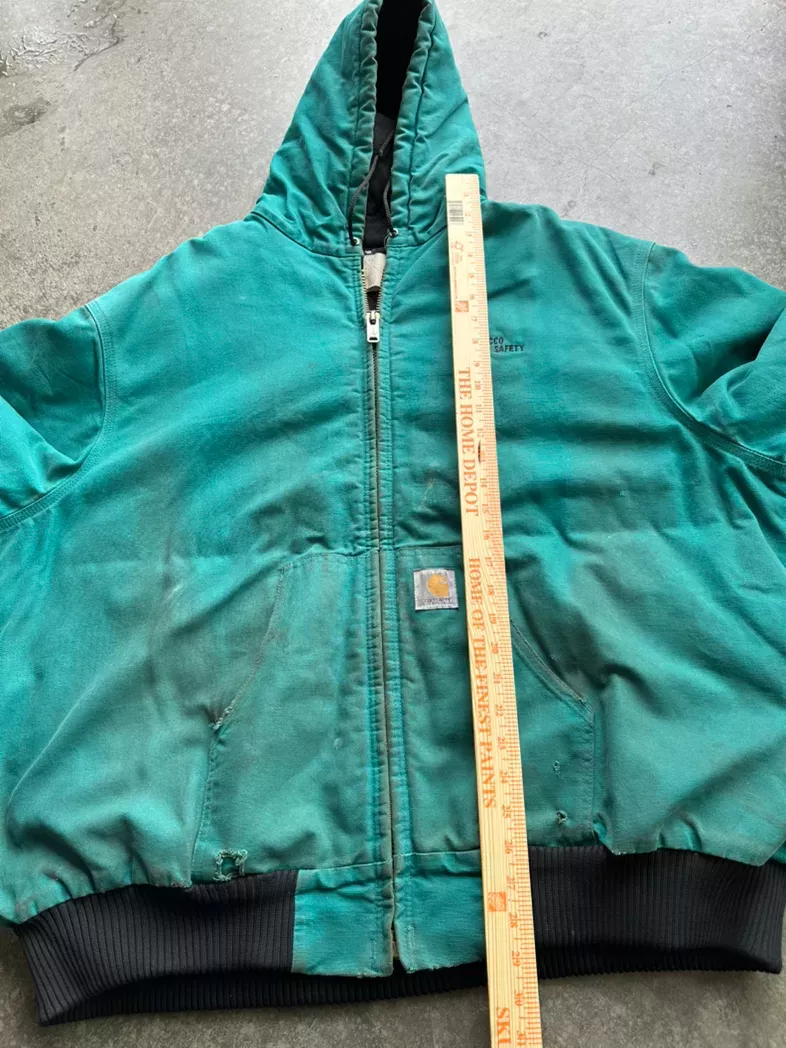 Vintage Carhartt Teal Hooded Workwear Jacket