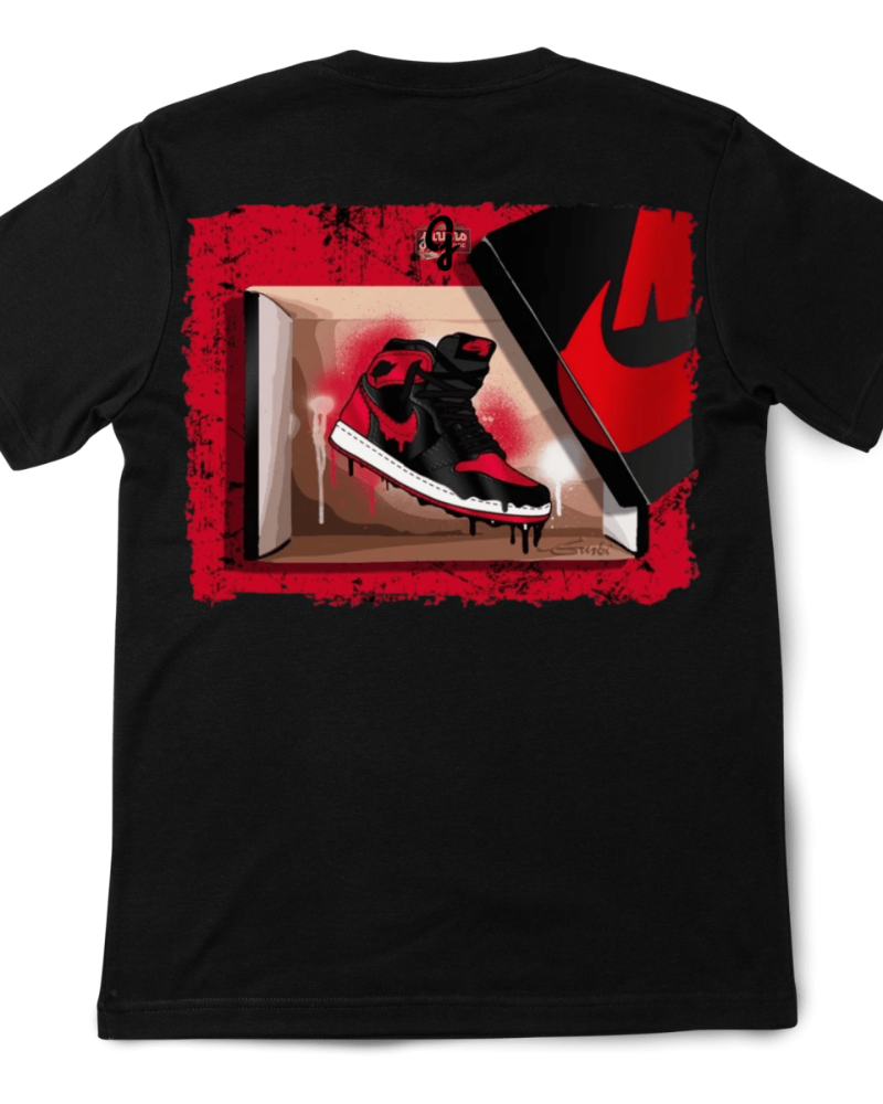 Jordan 1 Banned Bred Drip - Original Jawns - Black T-Shirt