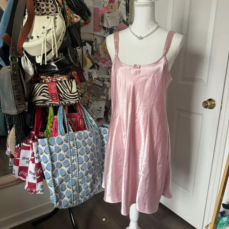 Vintage Pink Satin Slip Dress