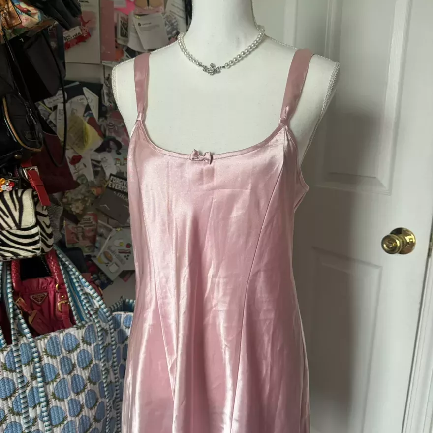 Vintage Pink Satin Slip Dress