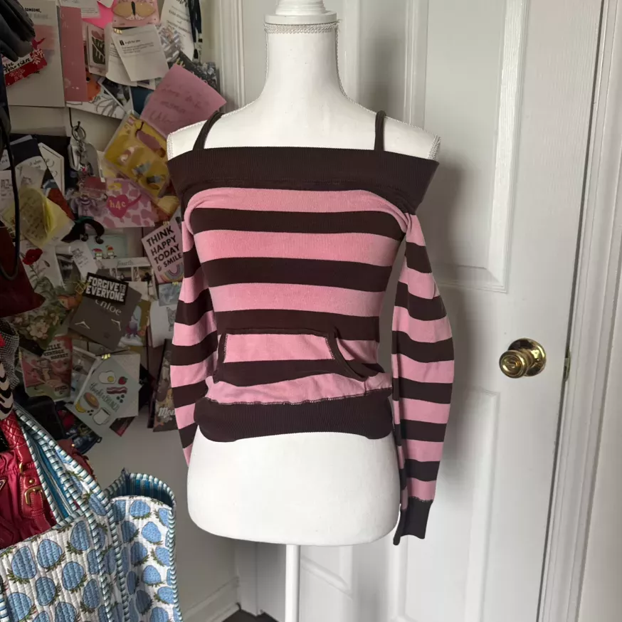 Pink Striped Off-Shoulder Top