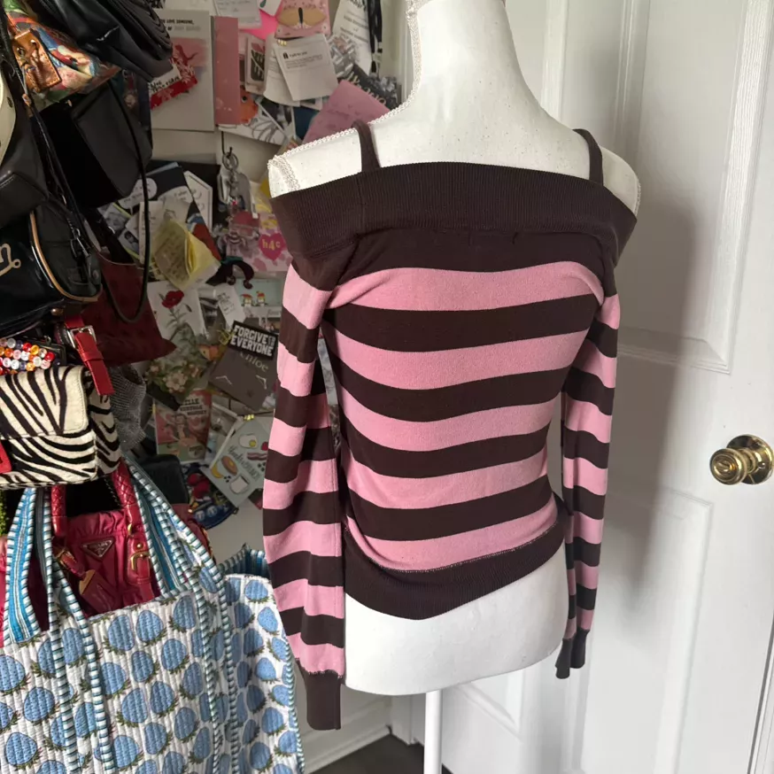 Pink Striped Off-Shoulder Top