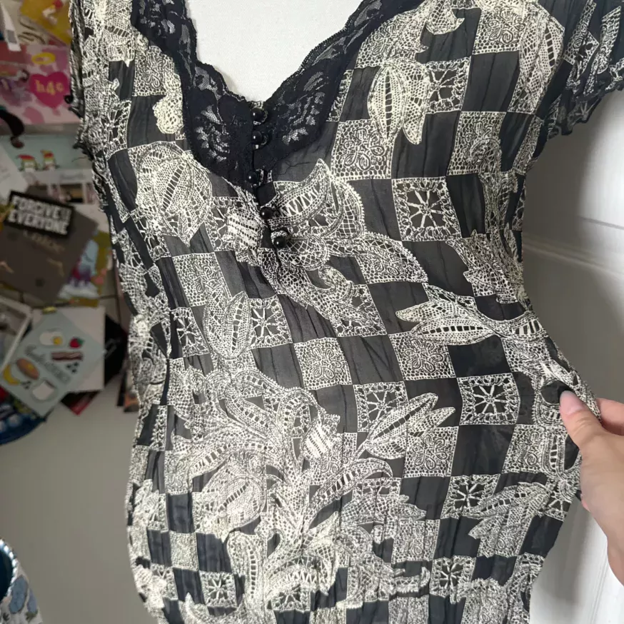 Vintage Sheer Lace Trimmed Top