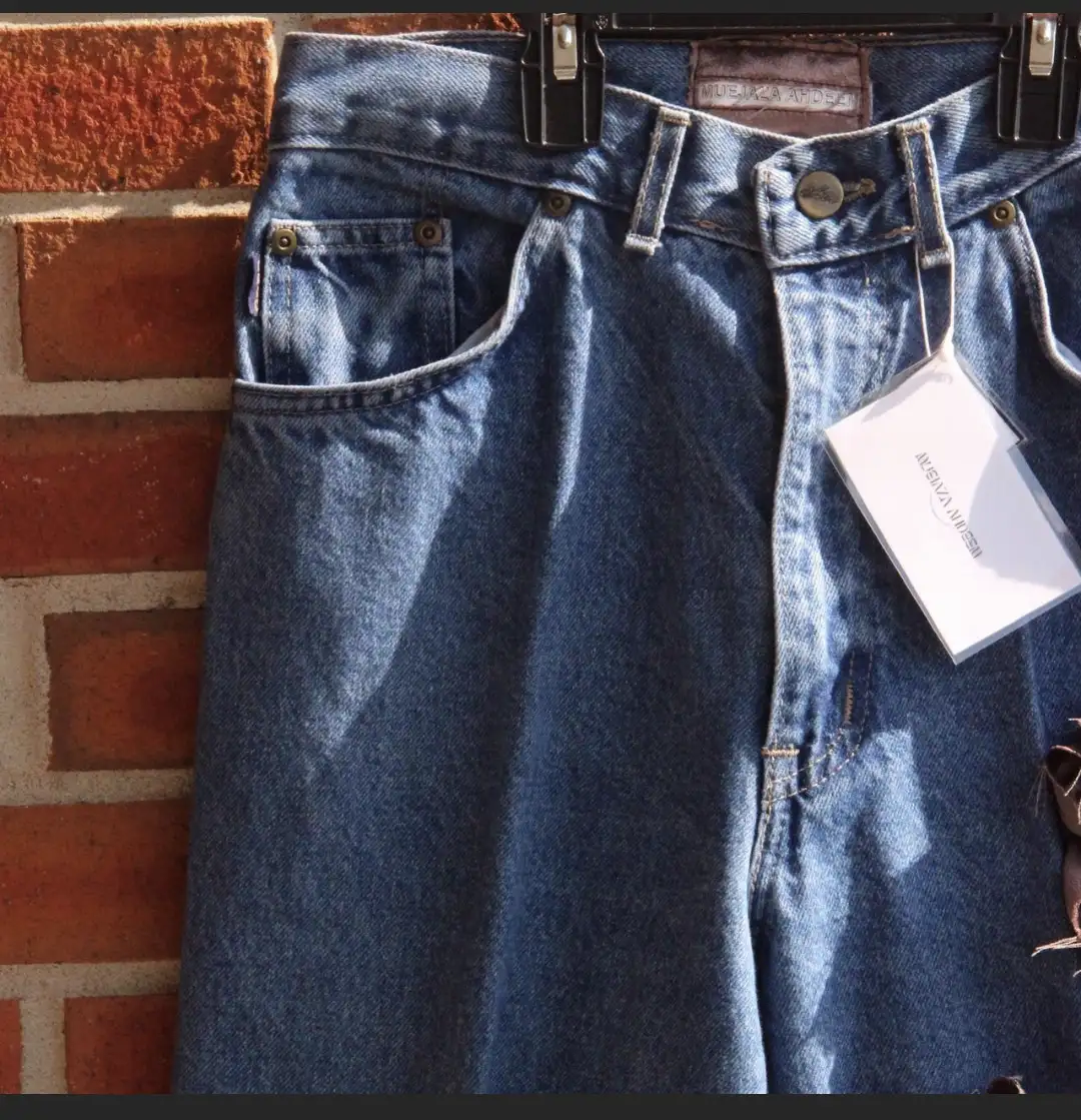 Ruffled Stripe Chic Denim Jeans