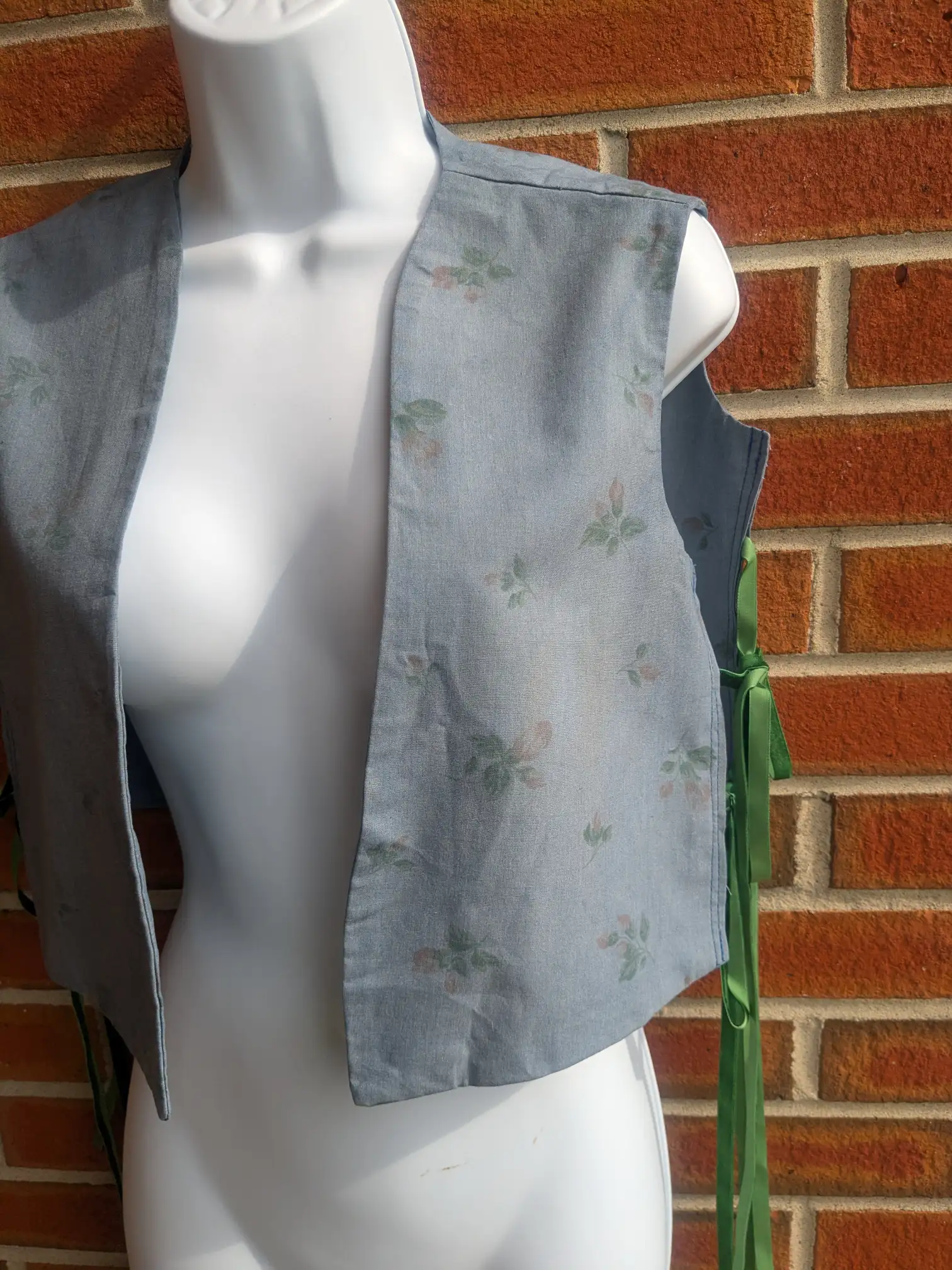 Floral Print Vest with Green Tie Straps