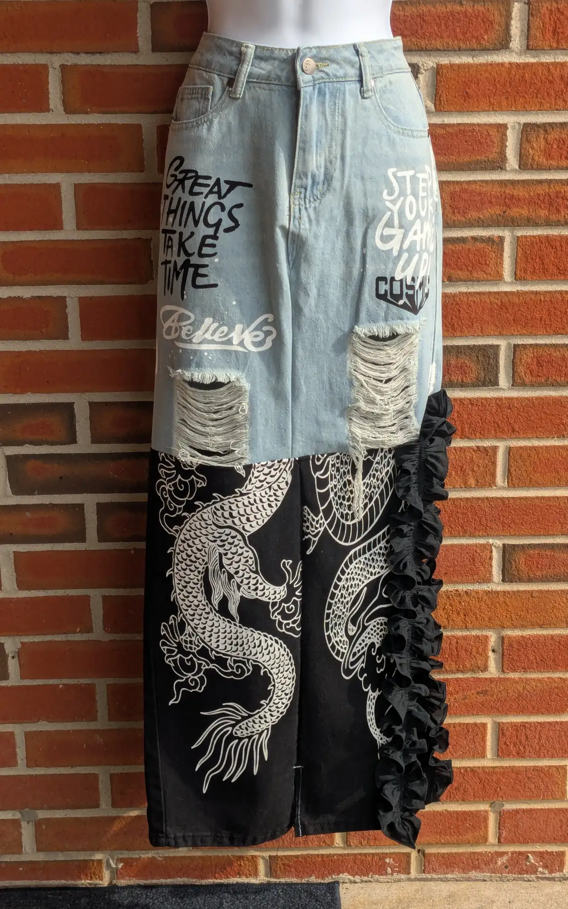 Dragon Denim Remix Skirt