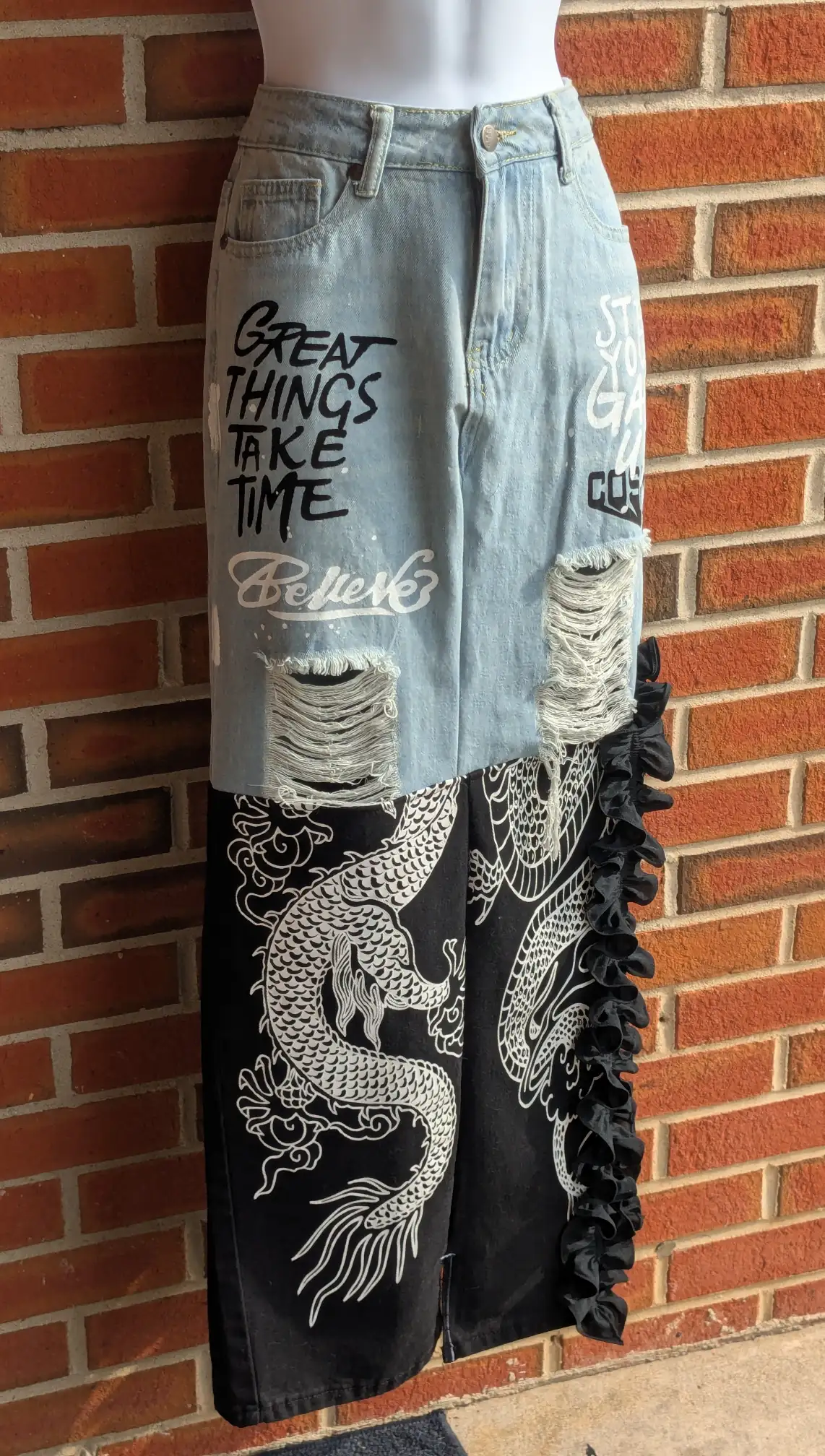 Dragon Denim Remix Skirt