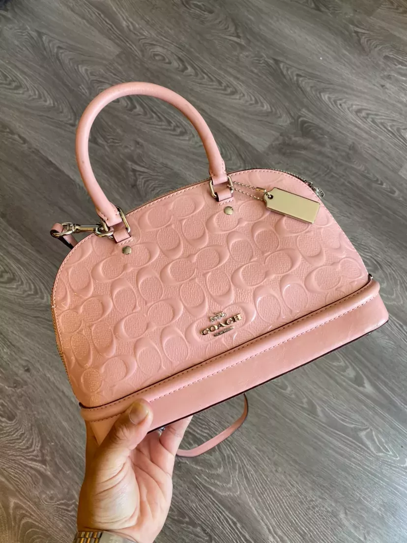 Coach Pink Embossed Leather Dome Satchel