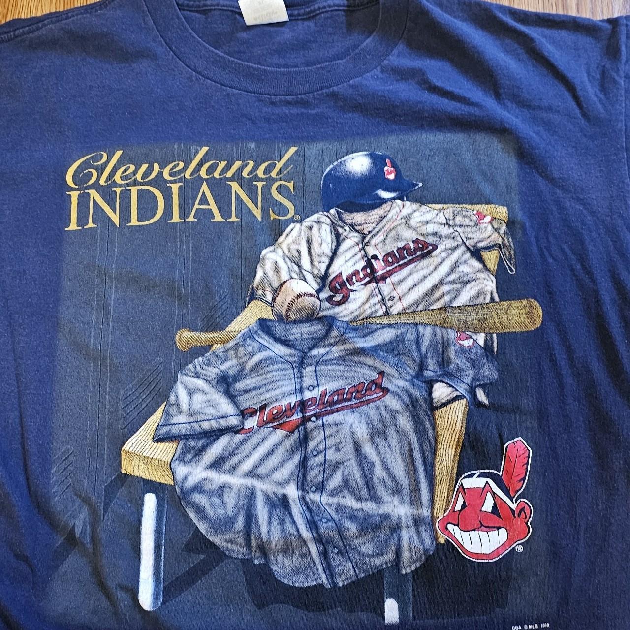 1998 CLEVELAND INDIANS Vintage Baseball Tshirt Huge Print Uniform Jersey Lockeroom