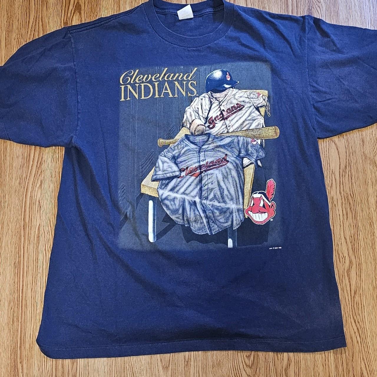 1998 CLEVELAND INDIANS Vintage Baseball Tshirt Huge Print Uniform Jersey Lockeroom