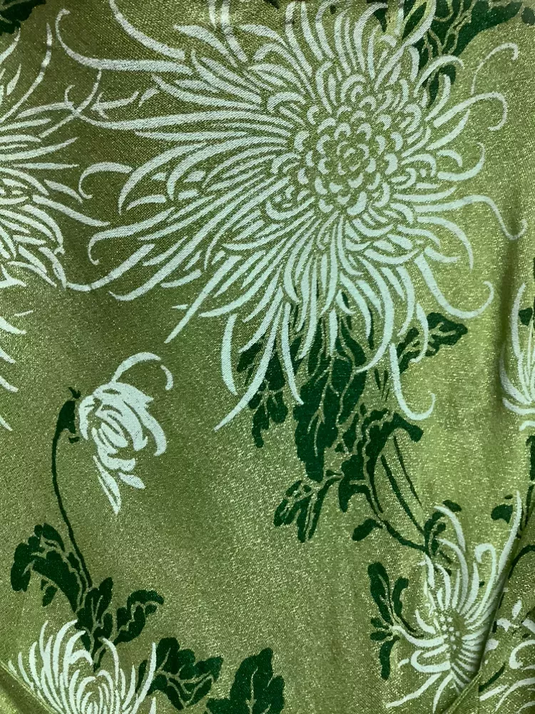 Vintage Lime SparKLy Chrysanthemum Floral Maxi Dress