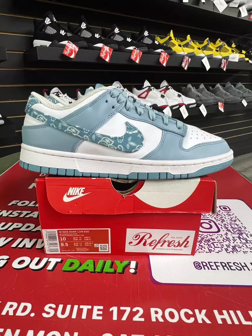 Nike Dunk Low Paisley Worn Blue Size 10w/8.5m