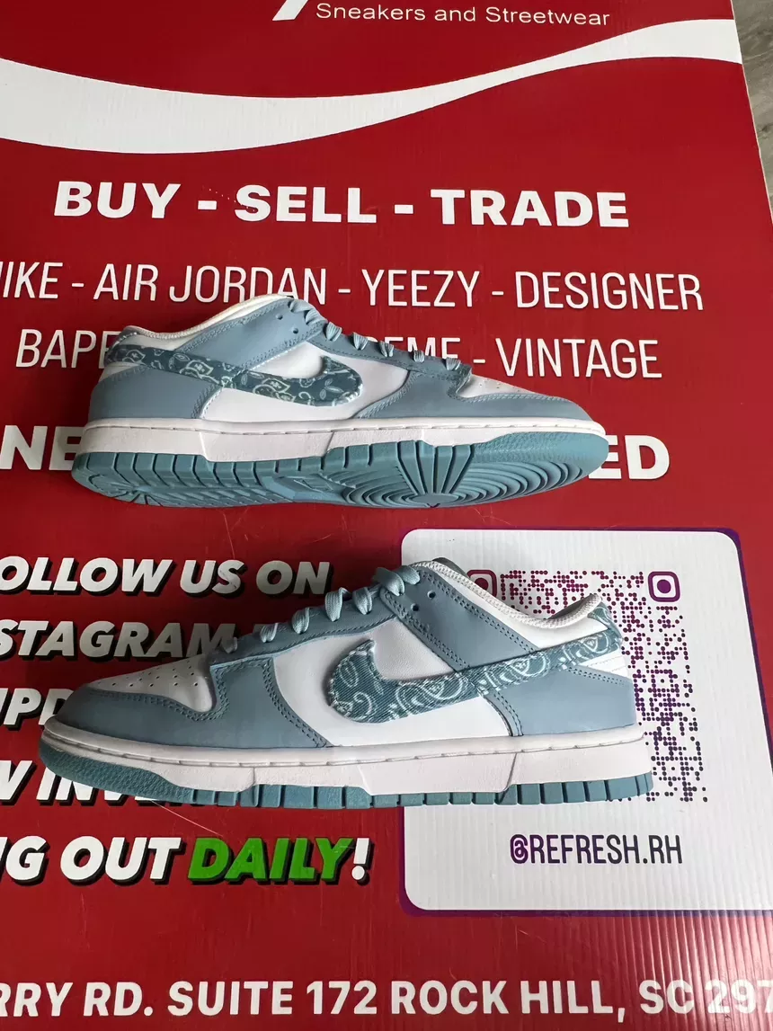 Nike Dunk Low Paisley Worn Blue Size 10w/8.5m