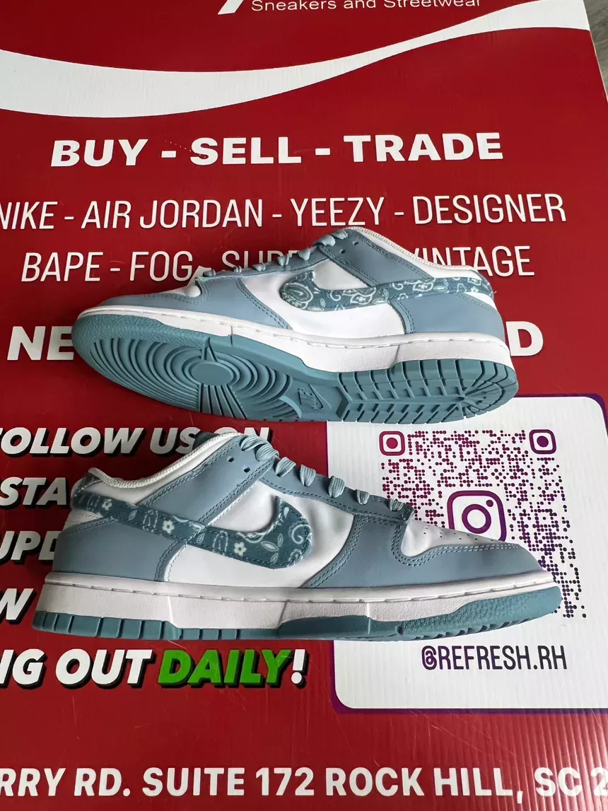 Nike Dunk Low Paisley Worn Blue Size 10w/8.5m