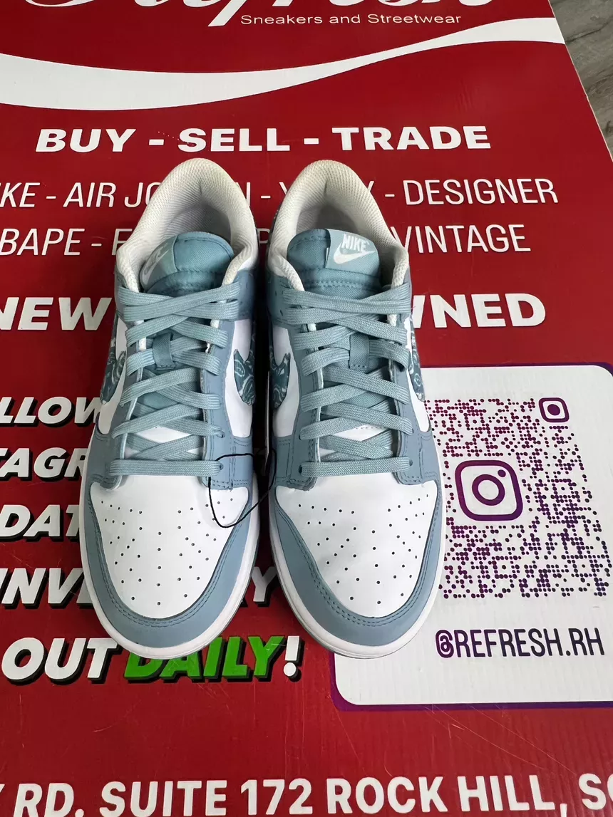 Nike Dunk Low Paisley Worn Blue Size 10w/8.5m