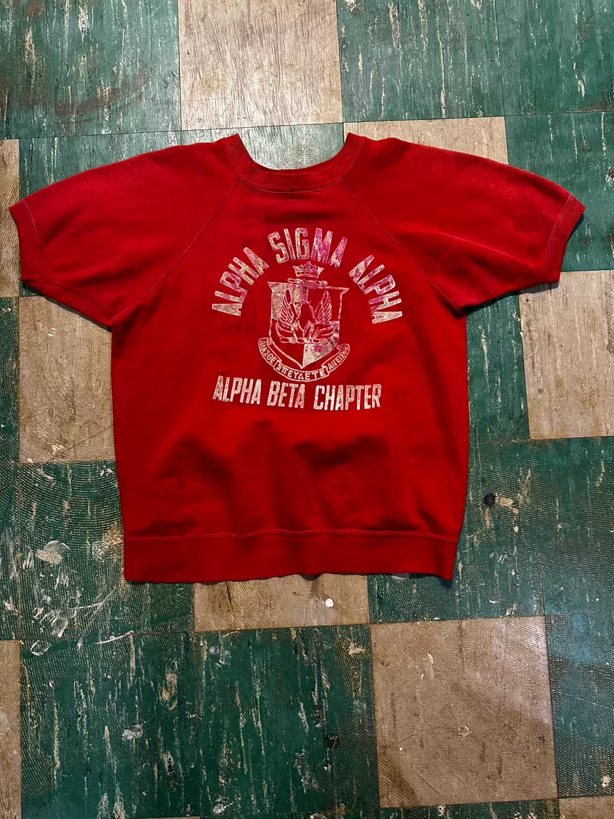 Vintage 50’s Alpha Sigma Alpha Red Short Sleeve Sweatshirt