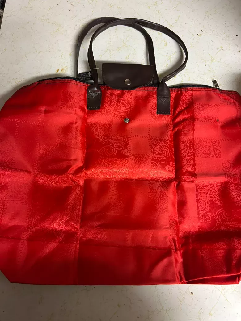 Retro Chic Red paisley print tote bag