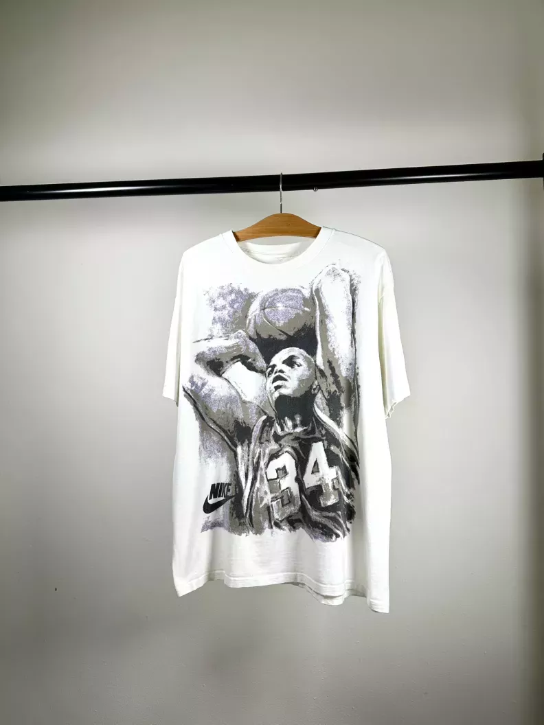 Vintage 90s nike charles barkley white tee shirt NBA basketball