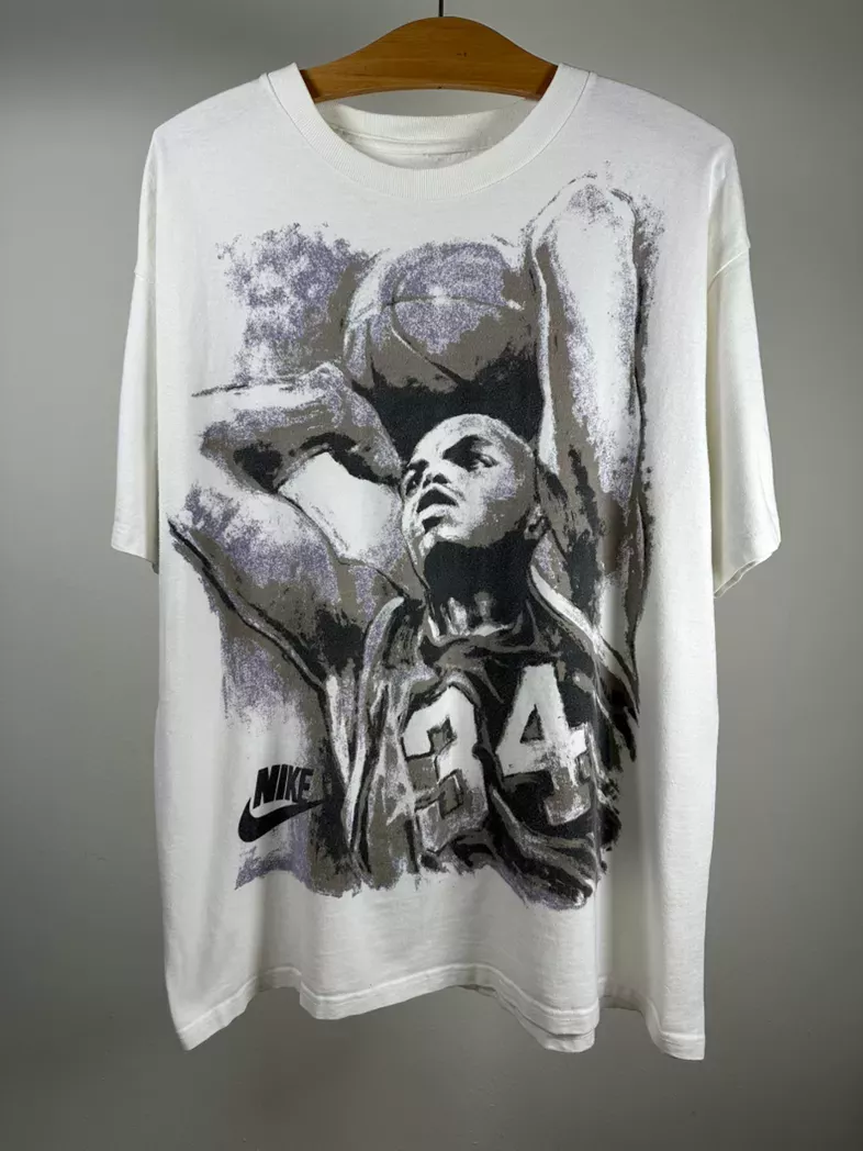 Vintage 90s nike charles barkley white tee shirt NBA basketball