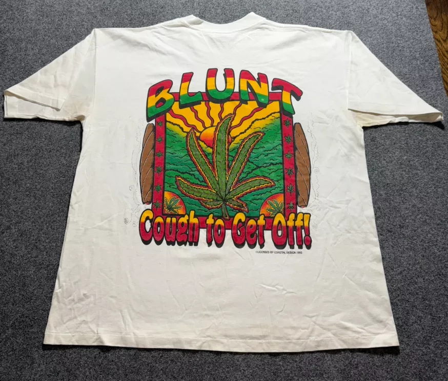 Vintage 1993 Weed Blunt Cough to Get Off Tee XL