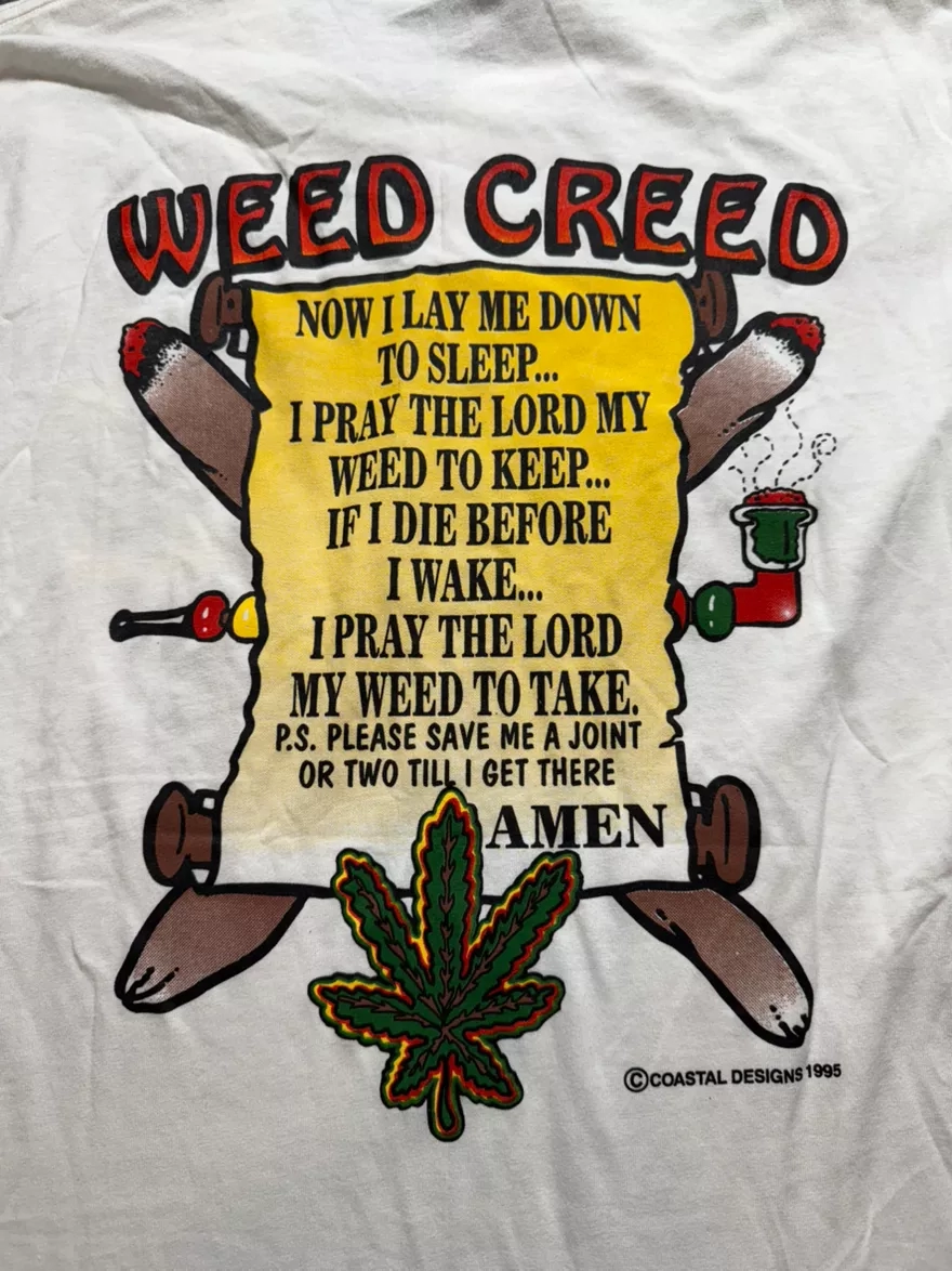 Vintage 1995 Coastal Designs Weed Creed Graphic Tee