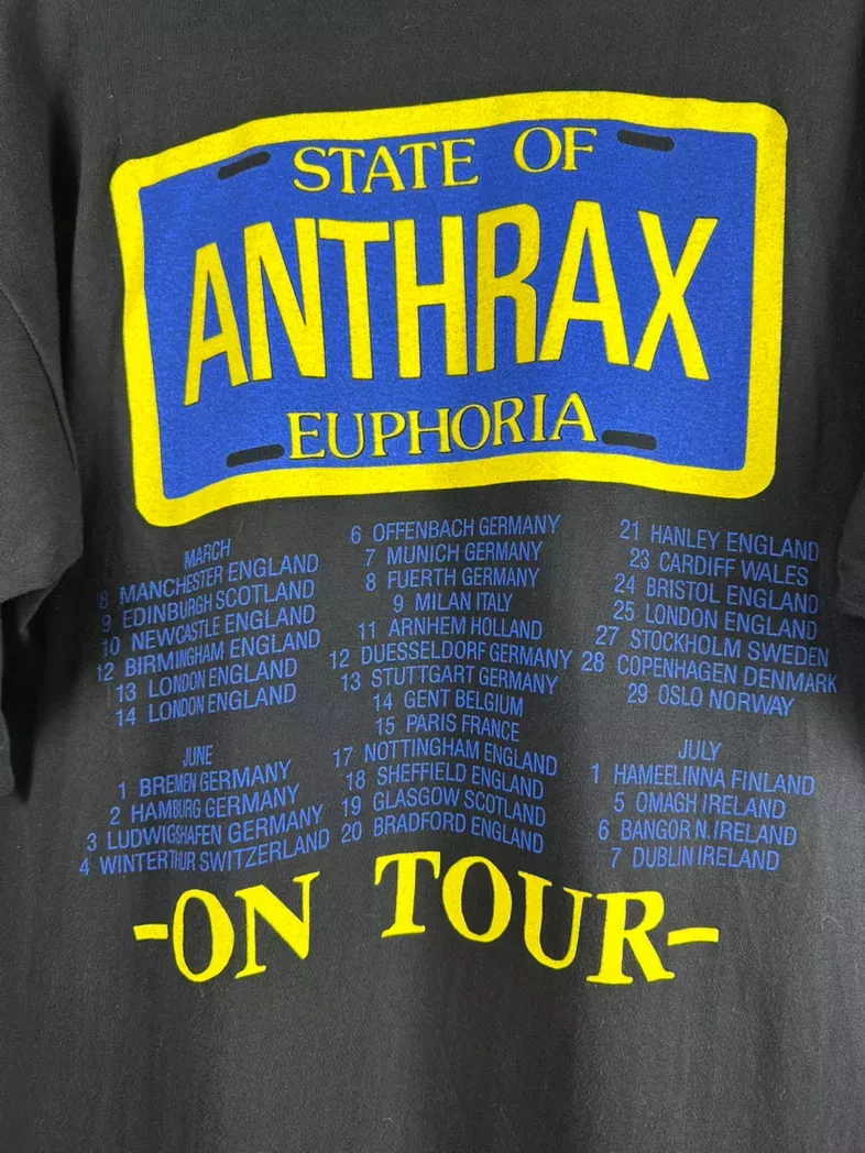 Vintage 1988 anthrax thrash metal band vintage tour tee shirt europe
