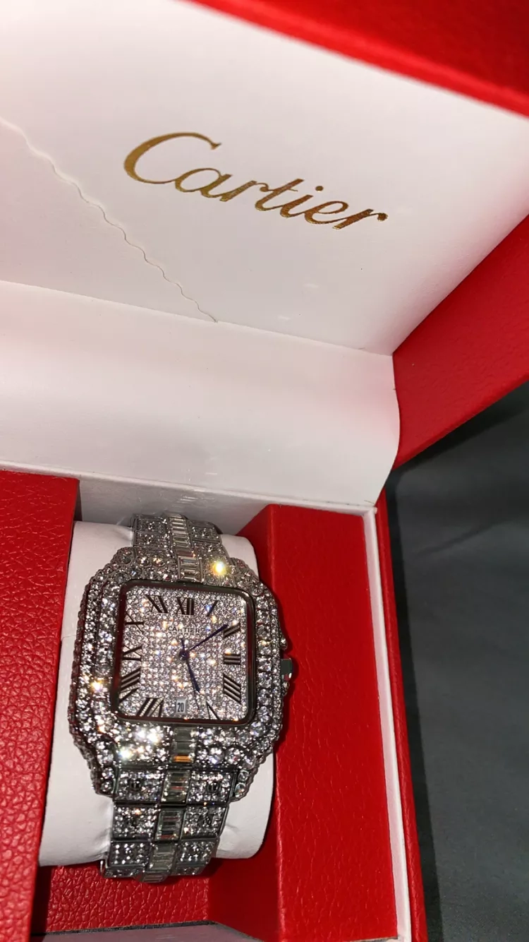 New Iced Cartier Santos Bust Down Watch