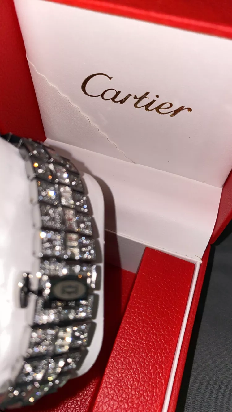 New Iced Cartier Santos Bust Down Watch