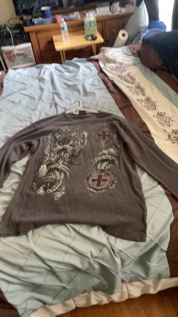 Gothic Skull Thermal Long Sleeve Tee