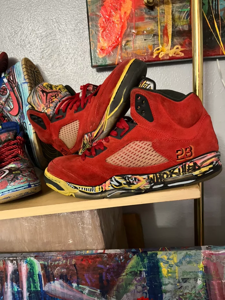 Soba Custom Air Jordan 5 Red Suede Sz 13M