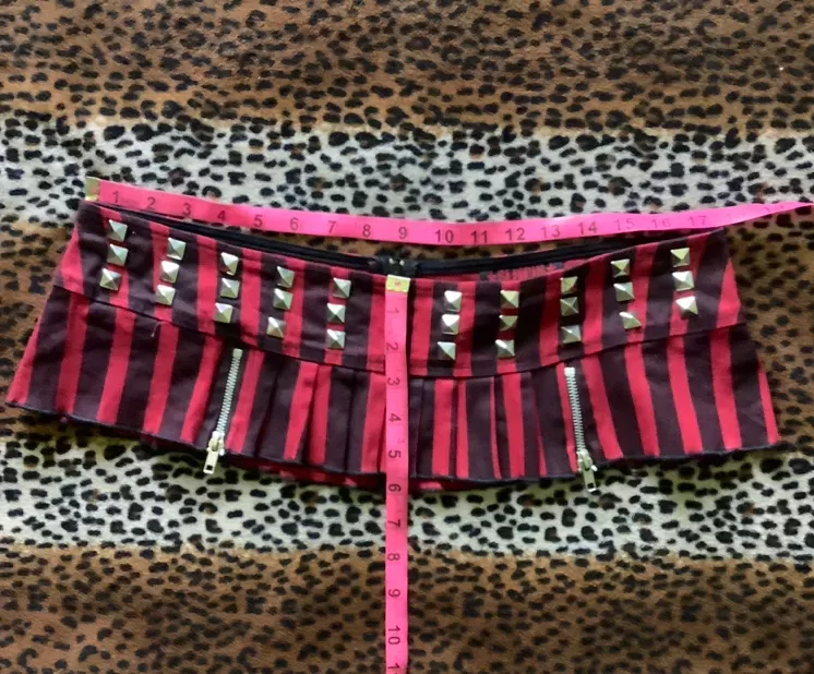 Vintage Y2K Punk Striped Studded Mini Skirt