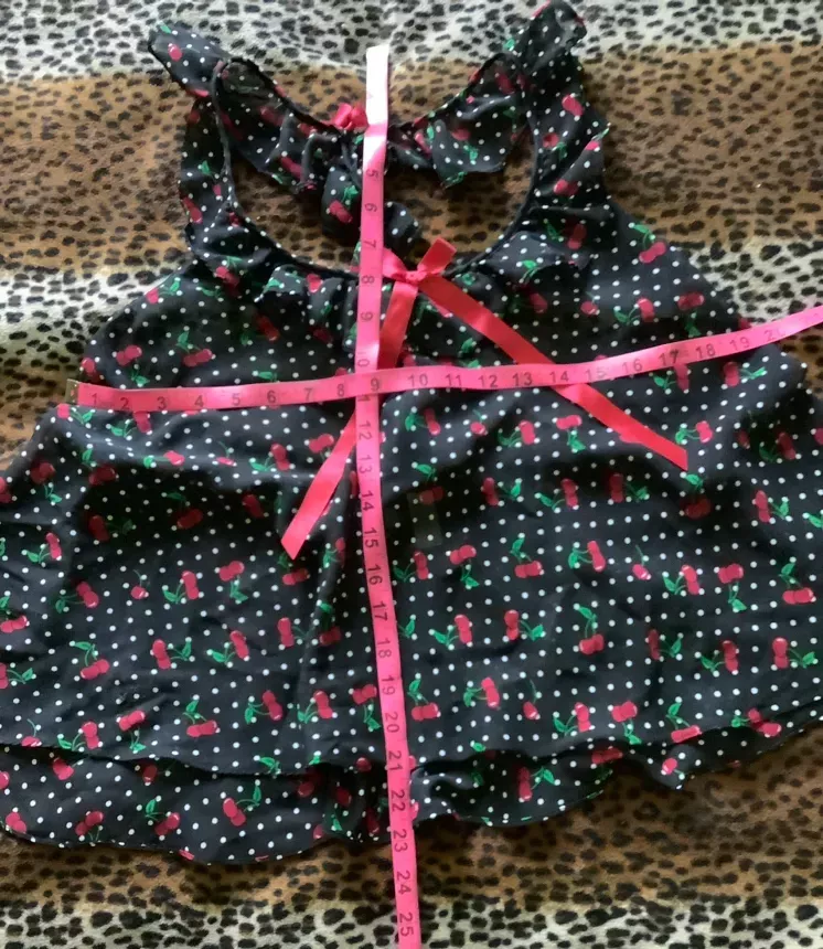 Vintage Frederick’s of HoLLywood Cherry Polka Dot Ruffle BabyDoLL Top