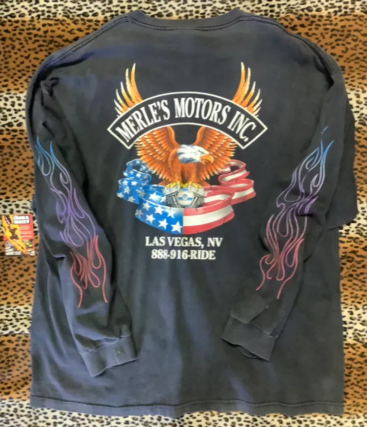 Vintage V-Twins Motorcycle Long Sleeve Multi CoLor Ghost FLamesShirt