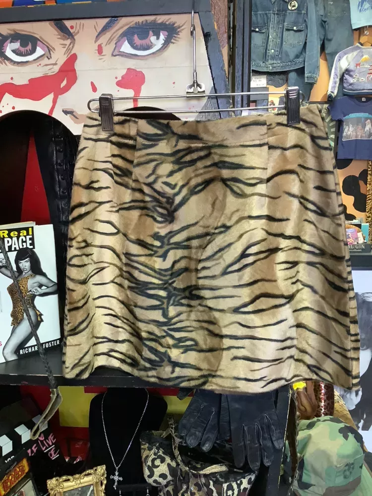 Vintage Wild Side faux fur Tiger Print Mini Skirt
