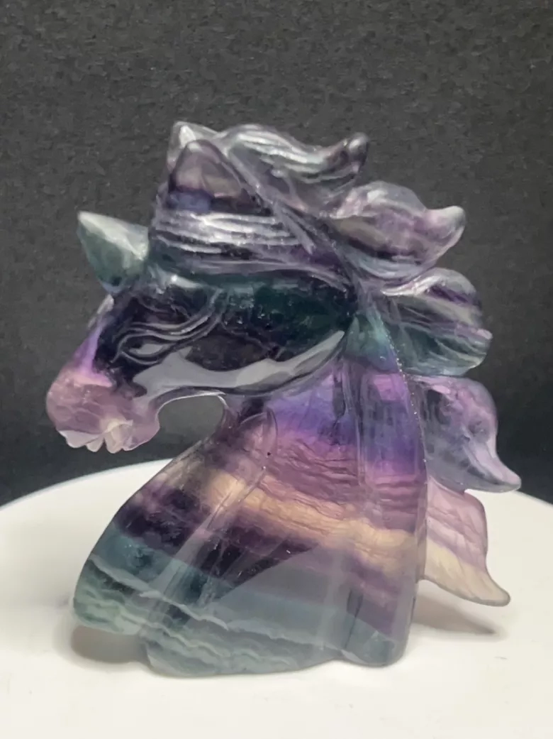 Rainbow Fluorite Unicorn Statue