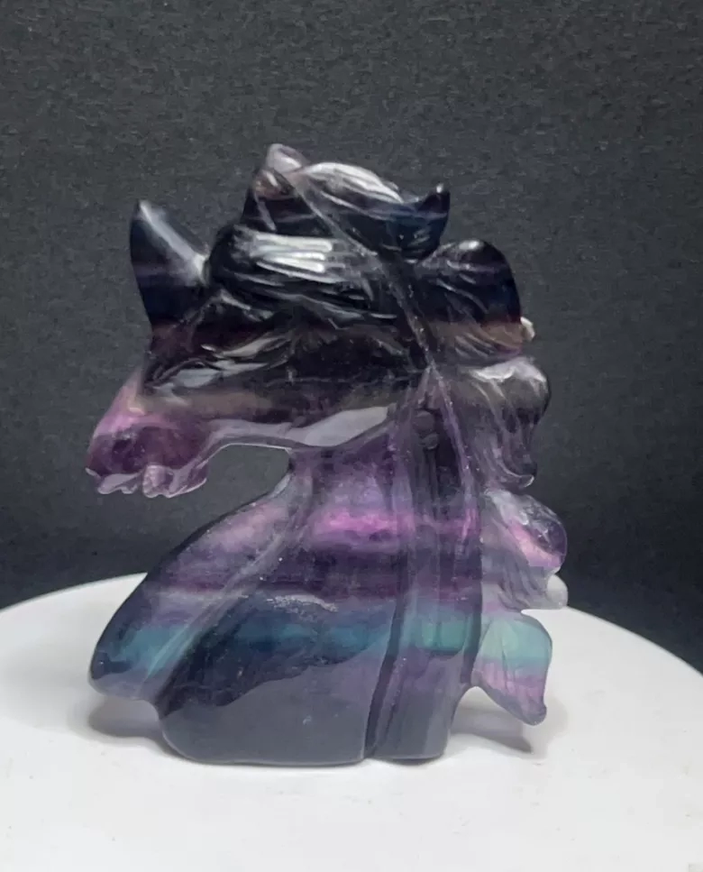 Rainbow Fluorite Unicorn Statue