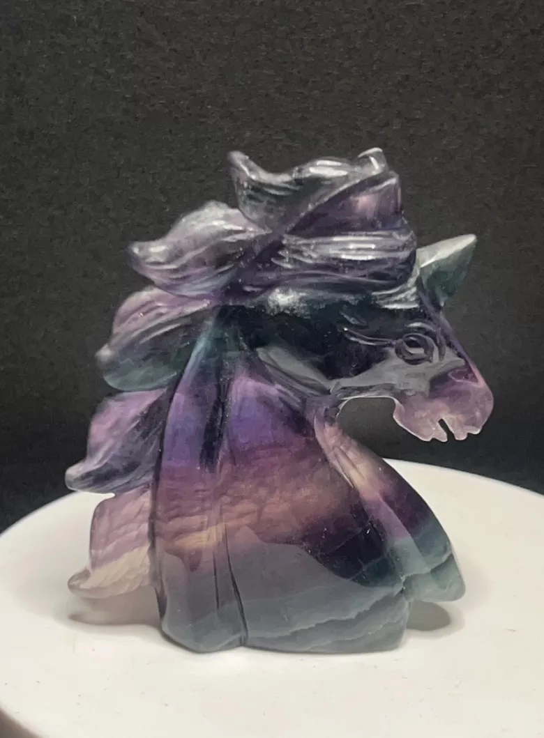 Rainbow Fluorite Unicorn Statue