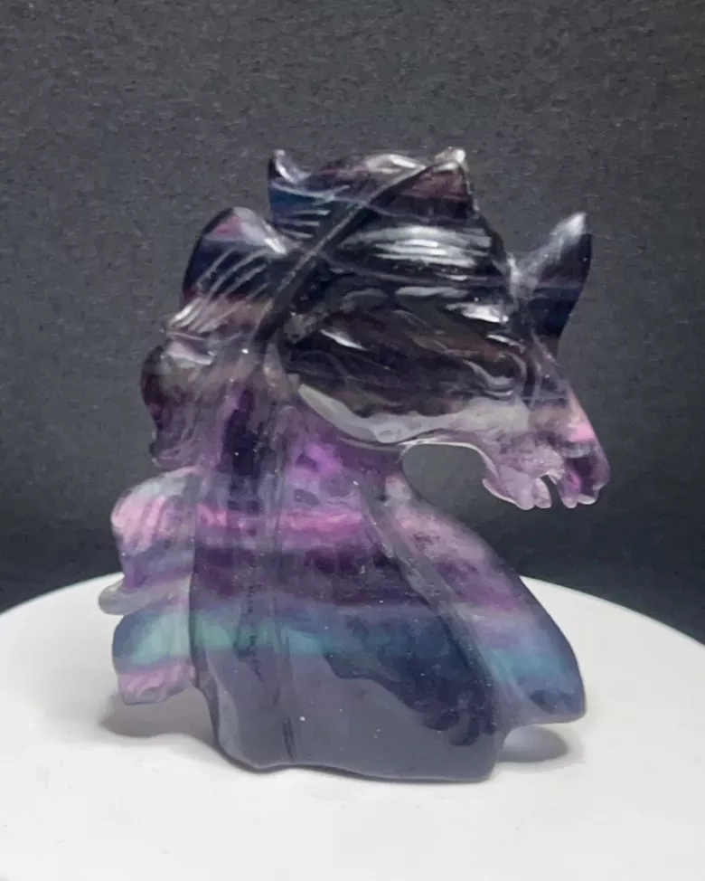 Rainbow Fluorite Unicorn Statue