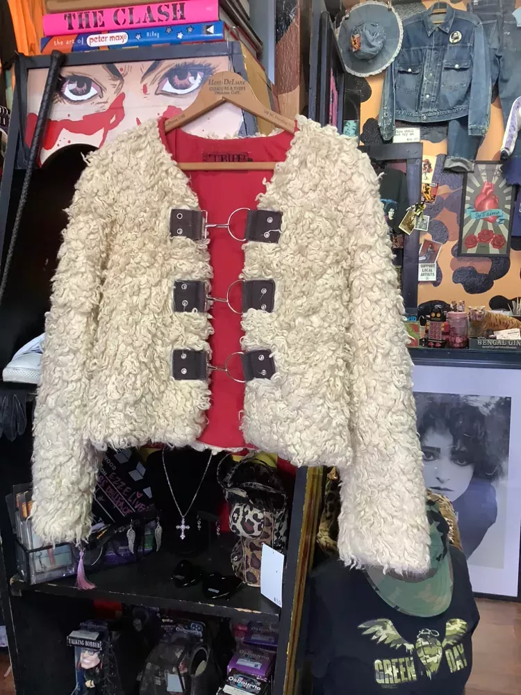 Vintage Tripp NYC Faux Fur Buckle Jacket