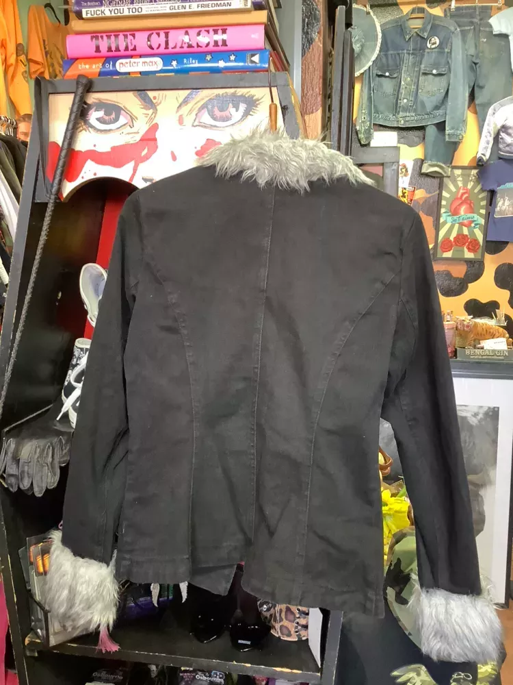 Vintsge Tripp NYC Gray Faux Fur Trimmed Jacket