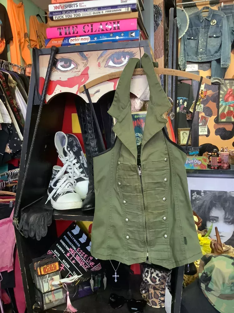 Vintage Tripp Nyc  Olive Green Military Style Vest