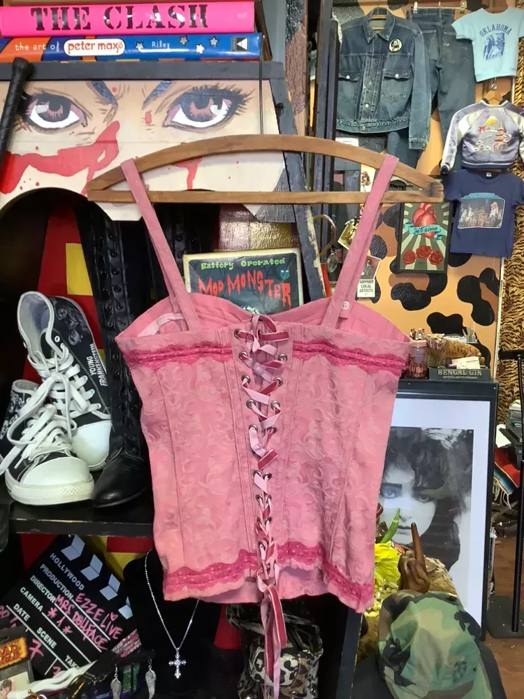 Vintage Tripp NyC Pink Lace Corset Top