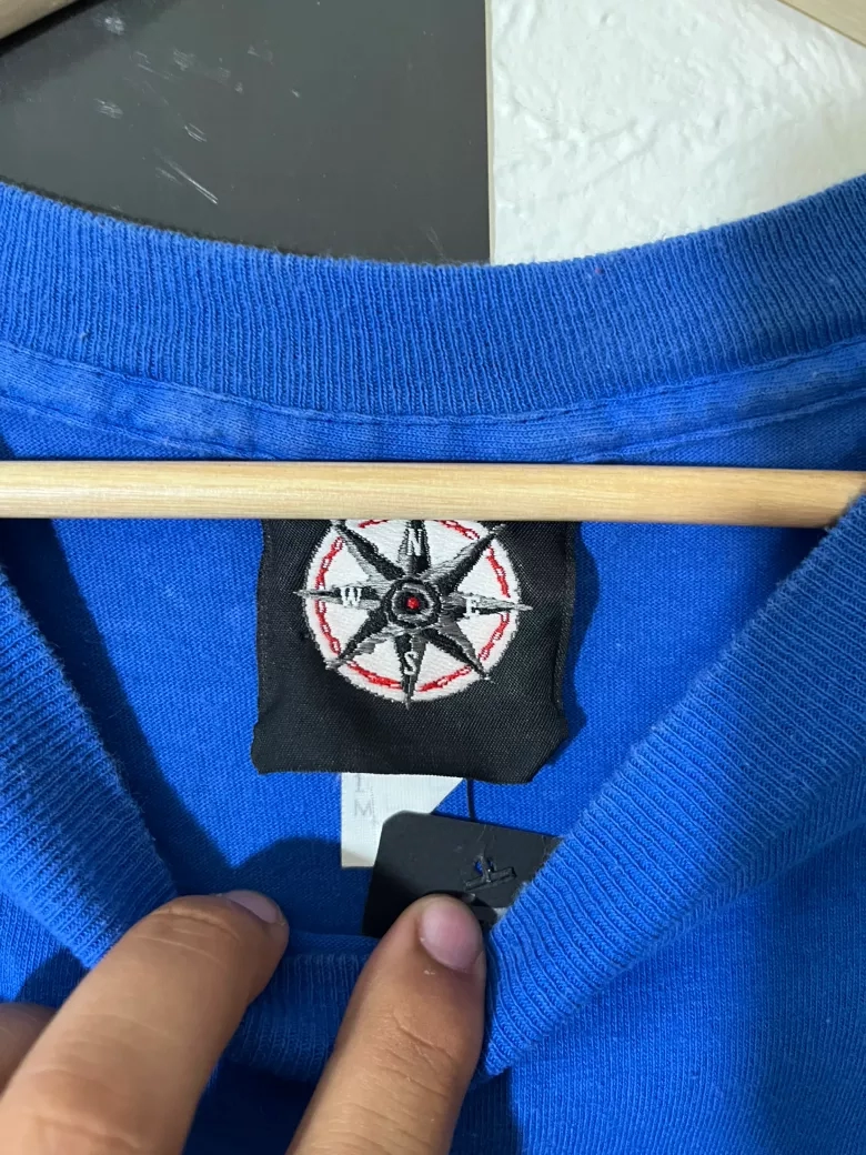Vintage Blue Pocket Tee with Compass