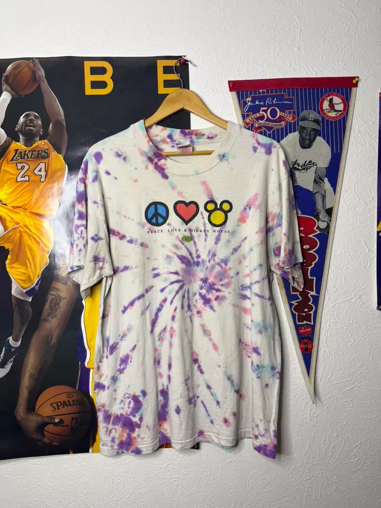 Vintage Peace, Love & Mickey Mouse Tie Dye Tee