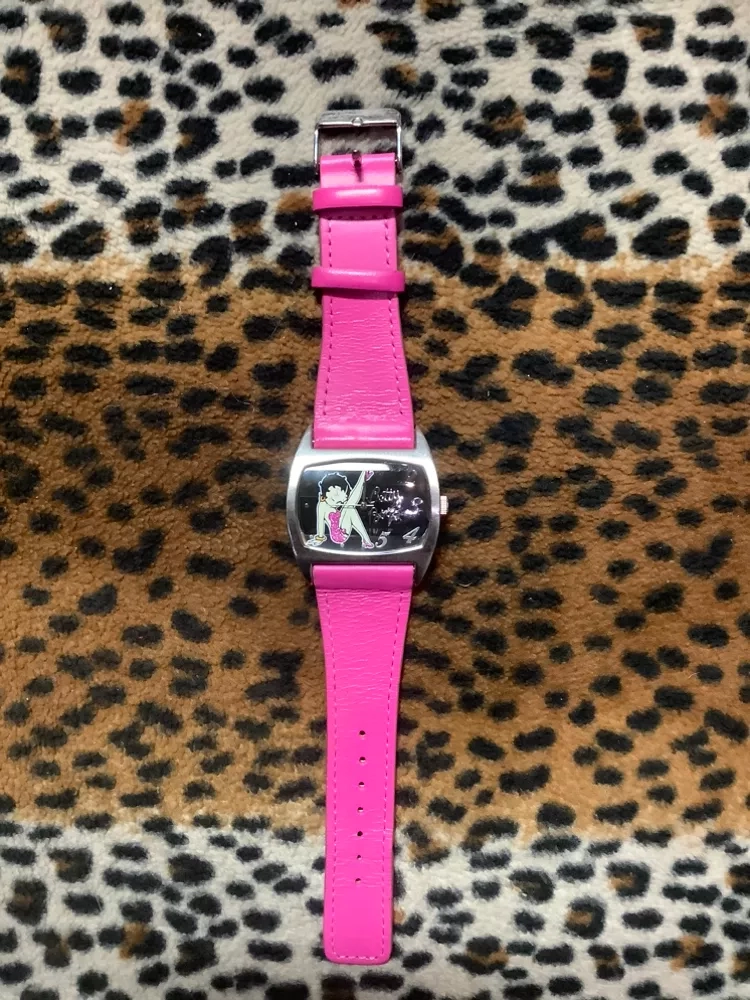 Betty Boop Pink Leather Strap Watch