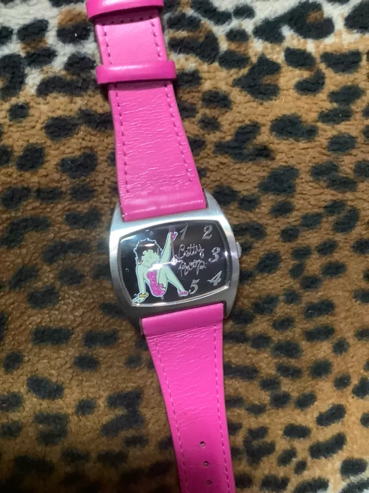 Betty Boop Pink Leather Strap Watch