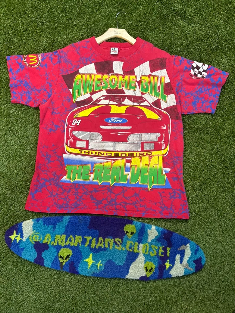 Vintage 90s McDonald’s Racing Team Bill Elliot #94 AOP NASCAR Tee
